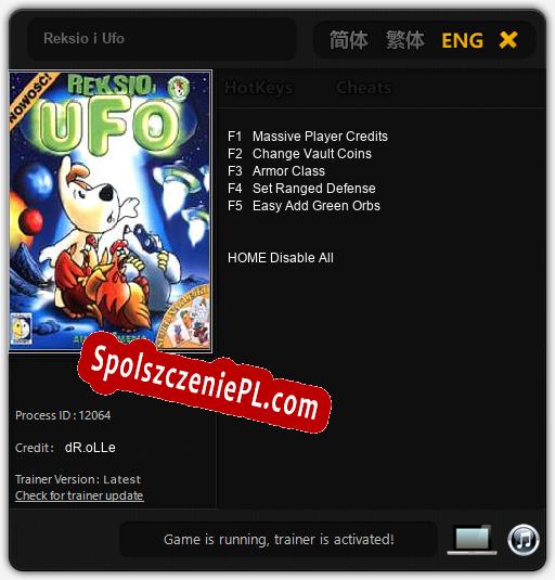 Treinador liberado para Reksio i Ufo [v1.0.6]