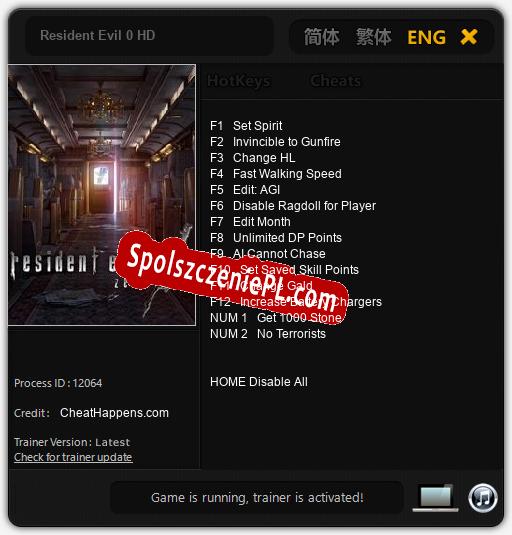 Resident Evil 0 HD: Cheats, Trainer +14 [CheatHappens.com]