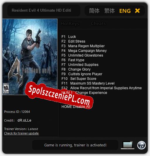 Resident Evil 4 Ultimate HD Edition: Cheats, Trainer +13 [dR.oLLe]