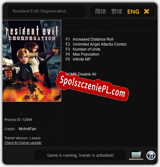 Resident Evil: Degeneration: Treinador (V1.0.96)