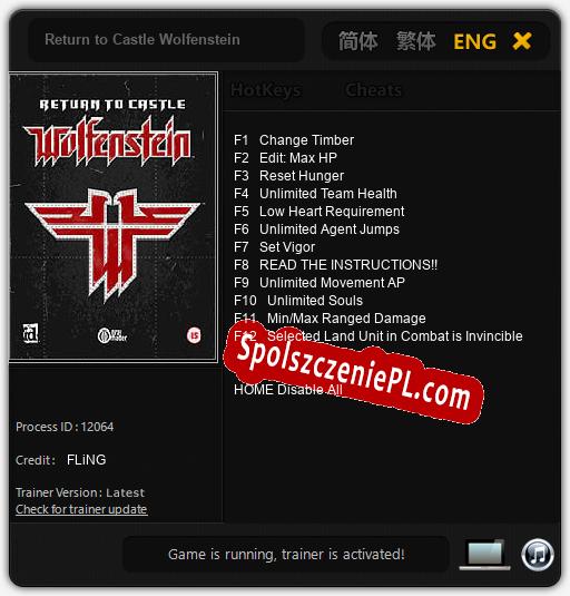 Return to Castle Wolfenstein: Cheats, Trainer +12 [FLiNG]