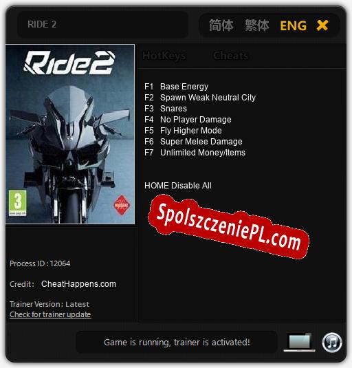 RIDE 2: Cheats, Trainer +7 [CheatHappens.com]