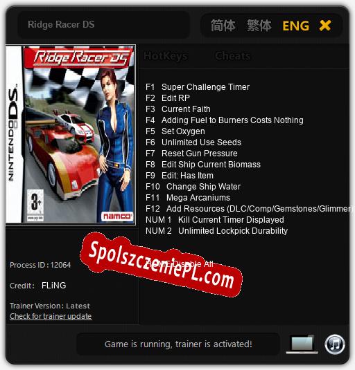 Treinador liberado para Ridge Racer DS [v1.0.2]