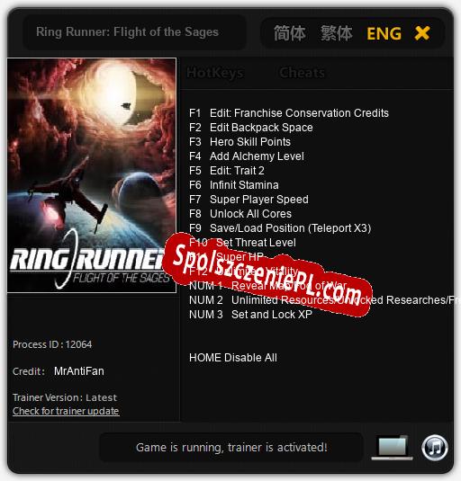 Ring Runner: Flight of the Sages: Cheats, Trainer +15 [MrAntiFan]