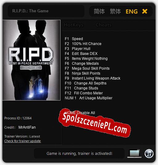 R.I.P.D.: The Game: Trainer +13 [v1.4]