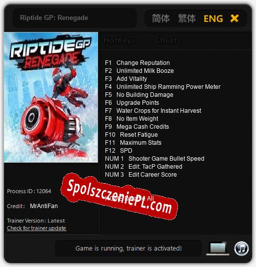 Riptide GP: Renegade: Treinador (V1.0.21)