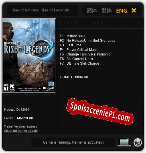 Rise of Nations: Rise of Legends: Cheats, Trainer +7 [MrAntiFan]