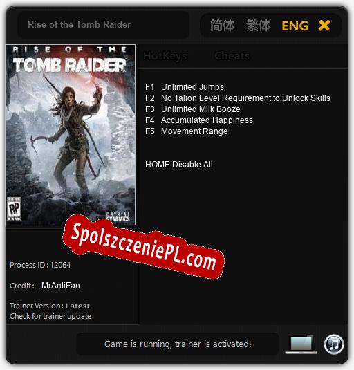 Rise of the Tomb Raider: Treinador (V1.0.5)