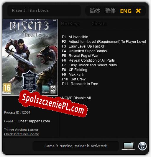 Risen 3: Titan Lords: Cheats, Trainer +11 [CheatHappens.com]