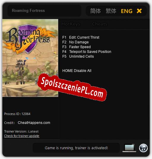 Treinador liberado para Roaming Fortress [v1.0.9]