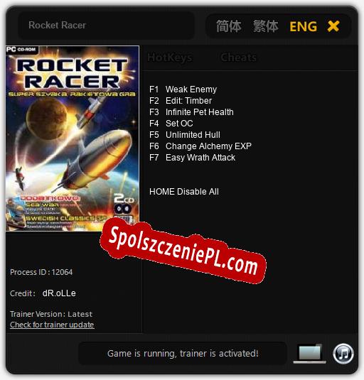 Rocket Racer: Treinador (V1.0.5)