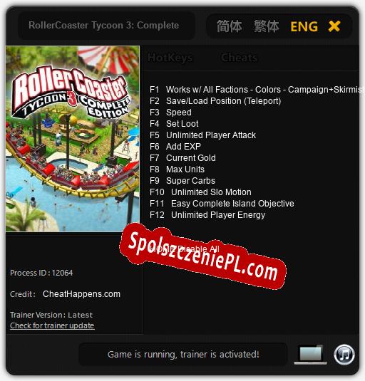 RollerCoaster Tycoon 3: Complete Edition: Treinador (V1.0.83)