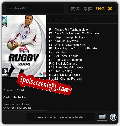 Rugby 2004: Trainer +14 [v1.1]