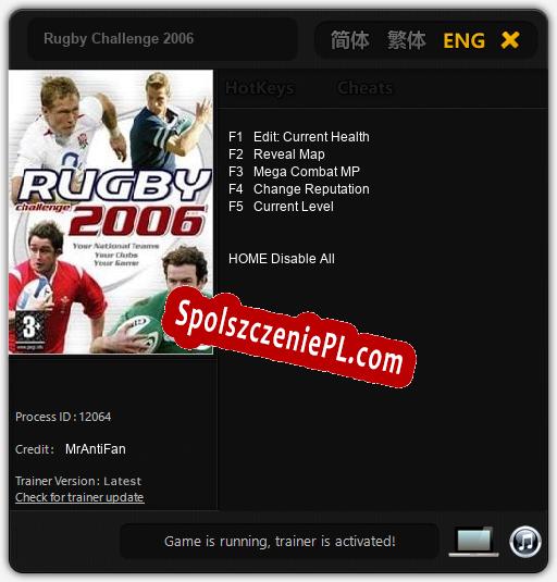 Treinador liberado para Rugby Challenge 2006 [v1.0.9]