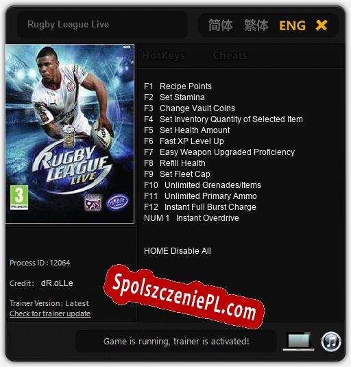 Rugby League Live: Trainer +13 [v1.3]