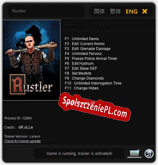 Rustler: Trainer +11 [v1.5]