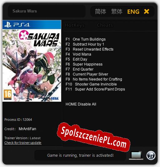 Sakura Wars: Cheats, Trainer +11 [MrAntiFan]