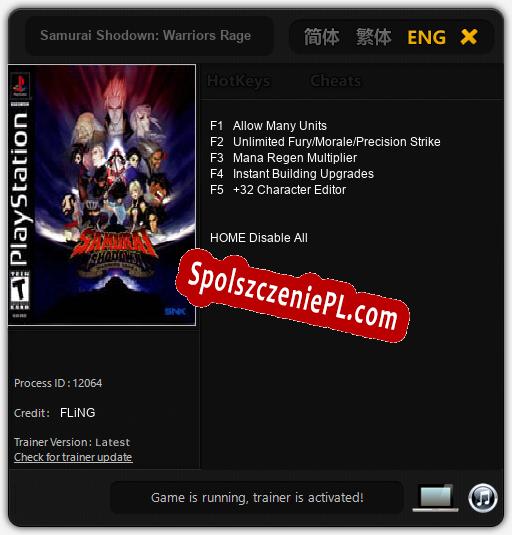 Samurai Shodown: Warriors Rage: Cheats, Trainer +5 [FLiNG]