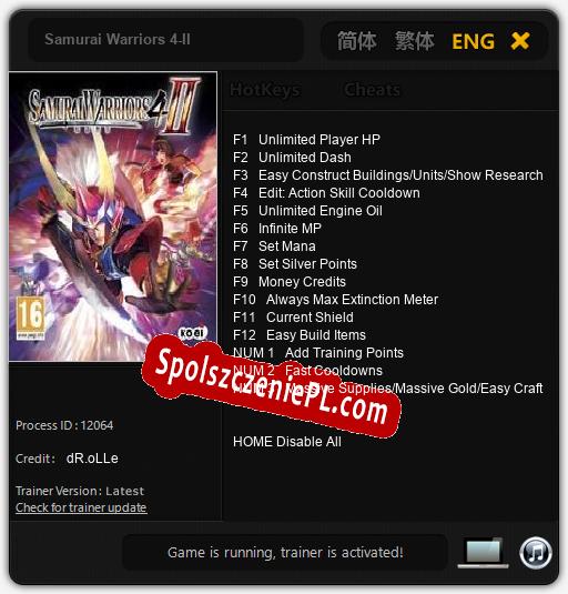 Treinador liberado para Samurai Warriors 4-II [v1.0.1]