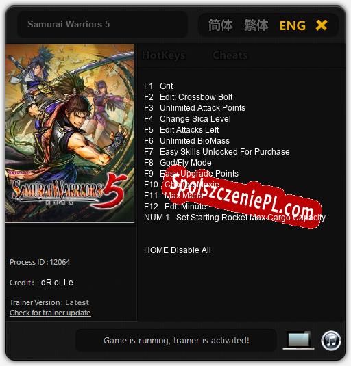 Treinador liberado para Samurai Warriors 5 [v1.0.1]