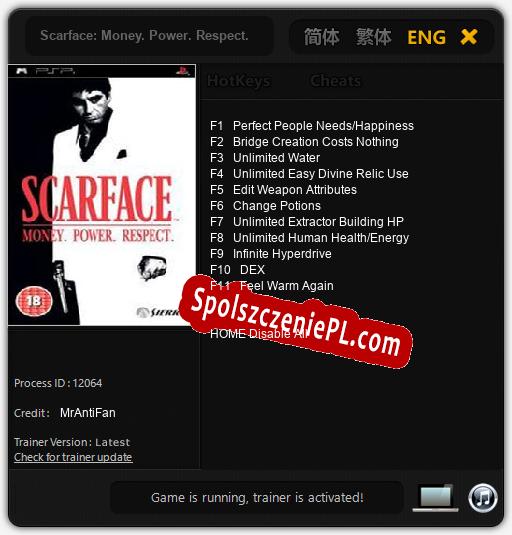 Scarface: Money. Power. Respect.: Treinador (V1.0.37)