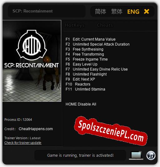 SCP: Recontainment: Trainer +11 [v1.9]