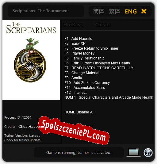 Scriptarians: The Tournament: Cheats, Trainer +13 [CheatHappens.com]