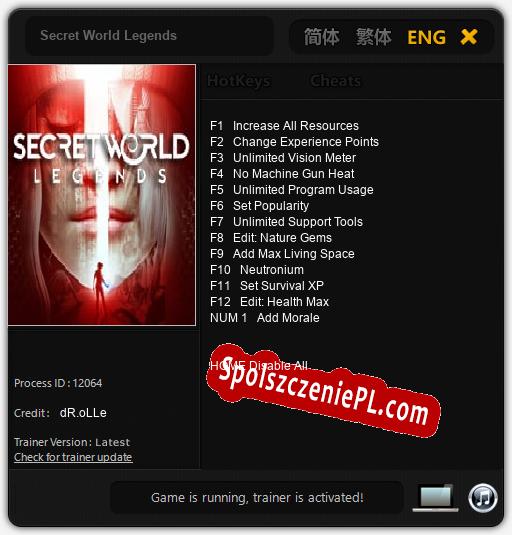 Treinador liberado para Secret World Legends [v1.0.9]