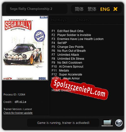 Treinador liberado para Sega Rally Championship 2 [v1.0.5]