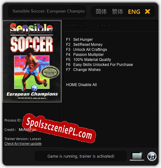 Sensible Soccer: European Champions 92/93 Edition: Treinador (V1.0.36)