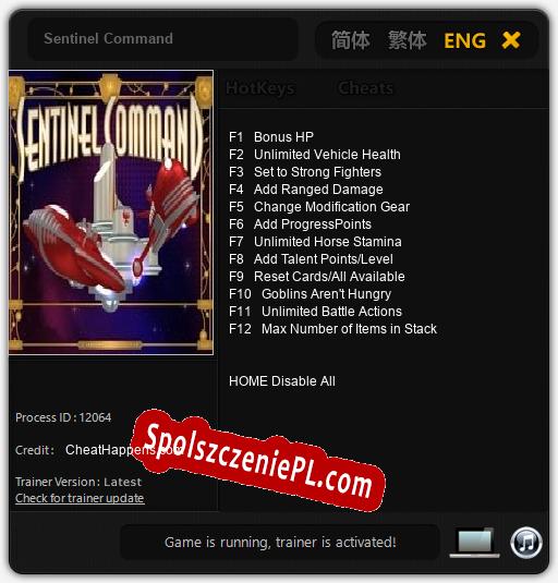 Sentinel Command: Cheats, Trainer +12 [CheatHappens.com]