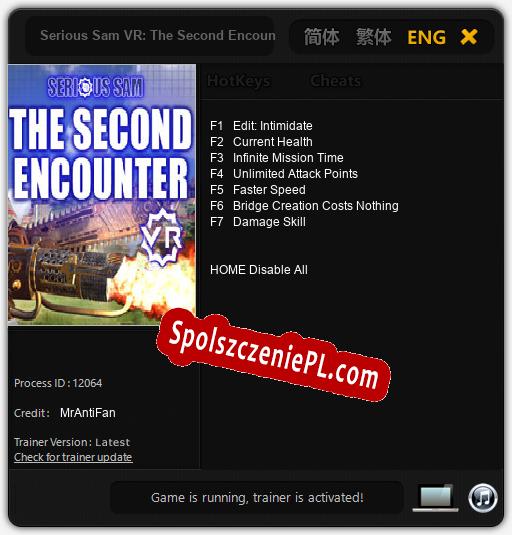 Serious Sam VR: The Second Encounter: Trainer +7 [v1.6]