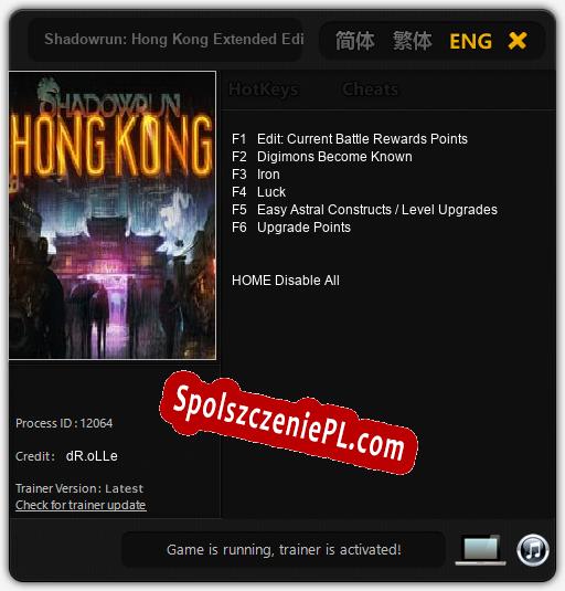 Shadowrun: Hong Kong Extended Edition: Treinador (V1.0.3)