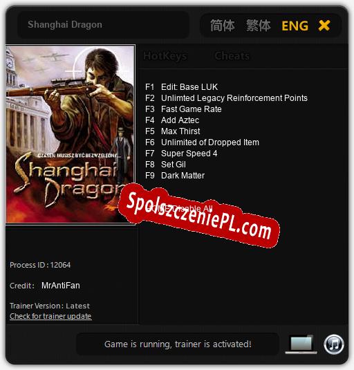 Shanghai Dragon: Cheats, Trainer +9 [MrAntiFan]