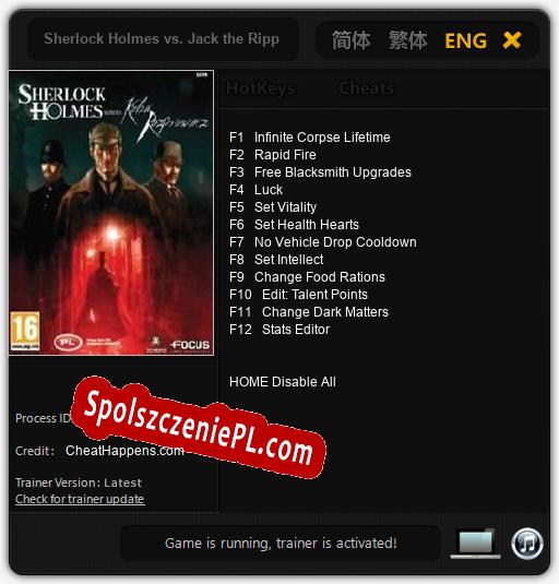 Sherlock Holmes vs. Jack the Ripper: Trainer +12 [v1.7]