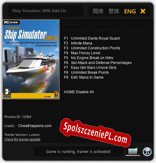 Treinador liberado para Ship Simulator 2006 Add-On [v1.0.2]