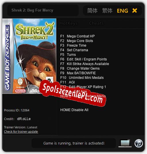 Shrek 2: Beg For Mercy: Trainer +14 [v1.6]