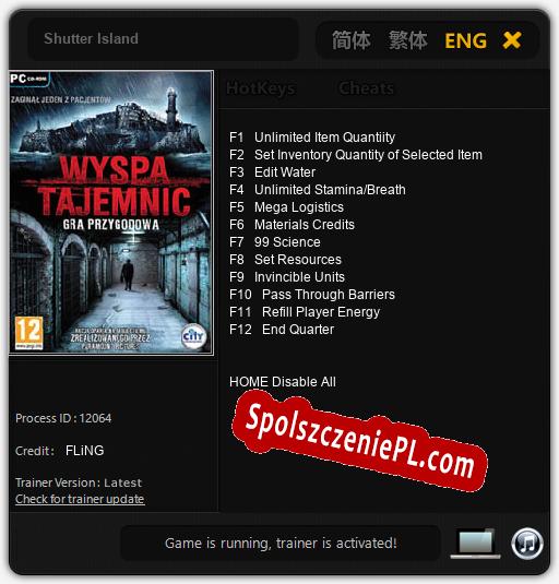 Treinador liberado para Shutter Island [v1.0.9]