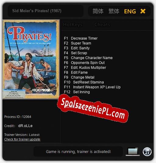 Sid Meier’s Pirates! (1987): Cheats, Trainer +12 [dR.oLLe]