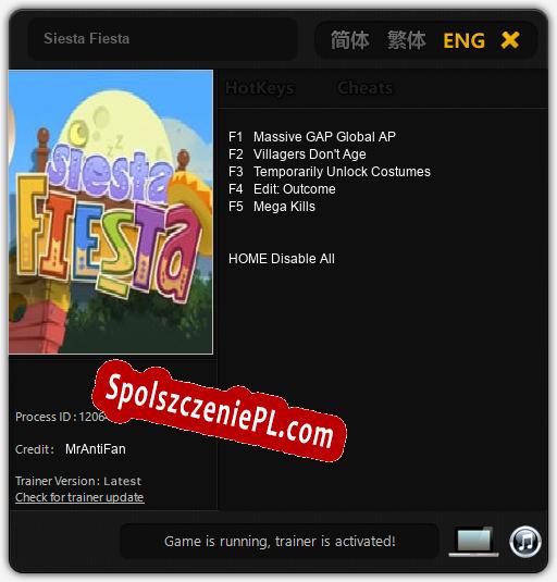 Siesta Fiesta: Cheats, Trainer +5 [MrAntiFan]