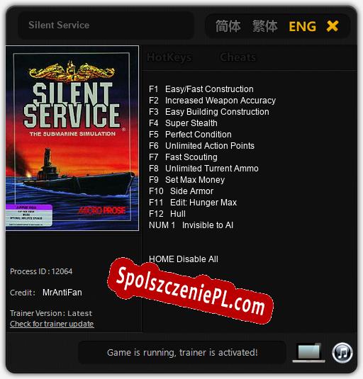 Silent Service: Cheats, Trainer +13 [MrAntiFan]