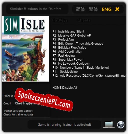 Treinador liberado para SimIsle: Missions in the Rainforest [v1.0.9]