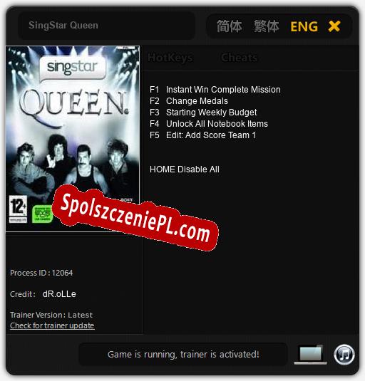 SingStar Queen: Trainer +5 [v1.4]