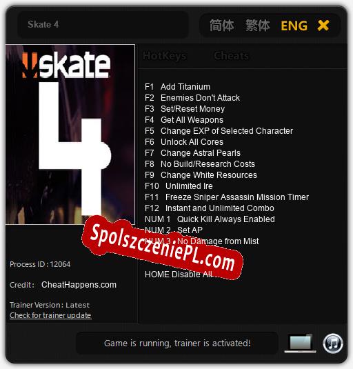 Skate 4: Cheats, Trainer +15 [CheatHappens.com]