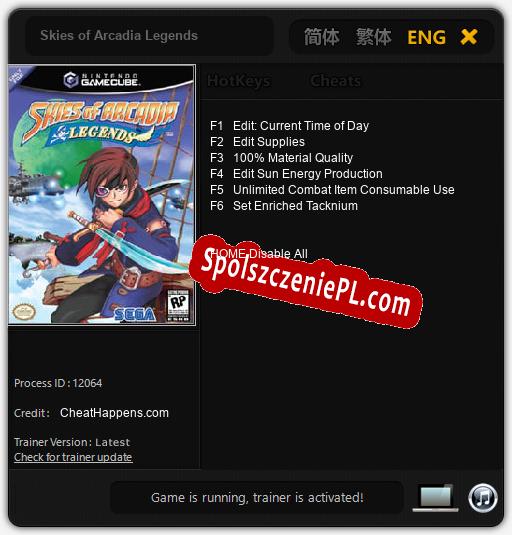 Skies of Arcadia Legends: Trainer +6 [v1.2]