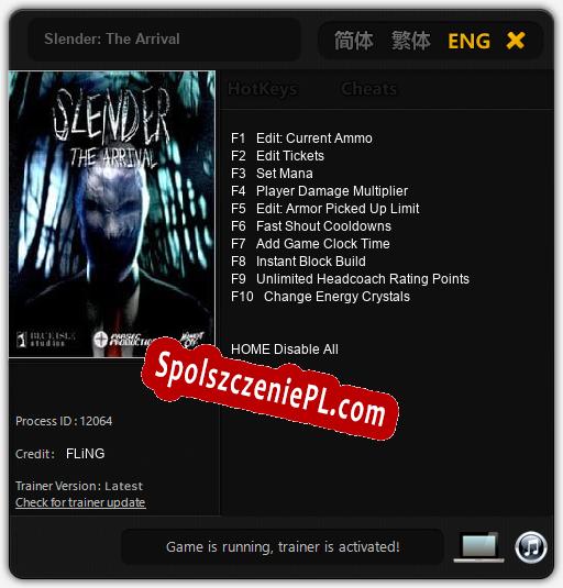 Treinador liberado para Slender: The Arrival [v1.0.6]