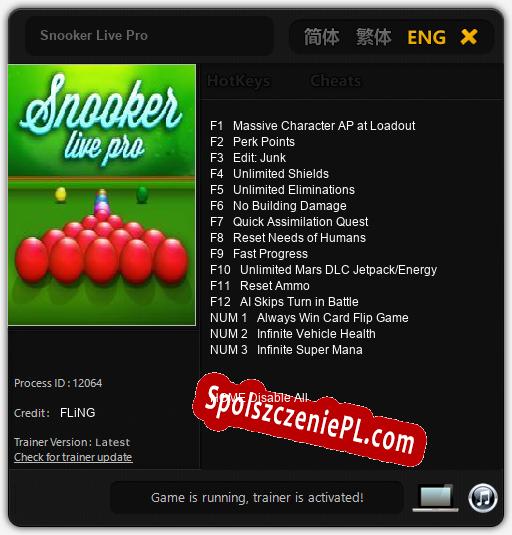 Treinador liberado para Snooker Live Pro [v1.0.8]