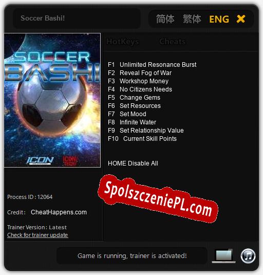 Soccer Bashi!: Cheats, Trainer +10 [CheatHappens.com]