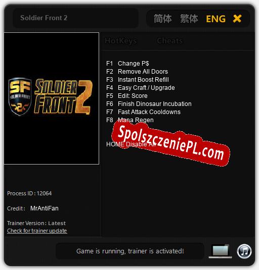 Treinador liberado para Soldier Front 2 [v1.0.9]