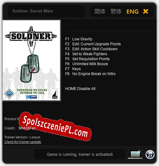 Treinador liberado para Soldner: Secret Wars [v1.0.6]